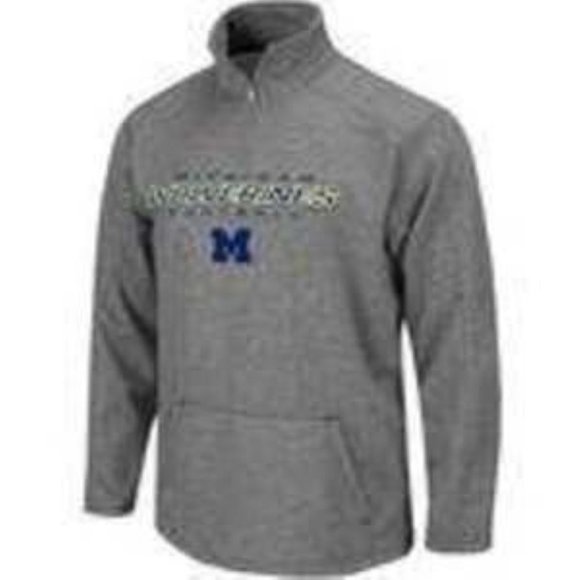 Mens Michigan Wolverines Gray Small NCAA 1/4 Zip Pullover Long Sleeve Sweatshirt - Picture 1 of 6